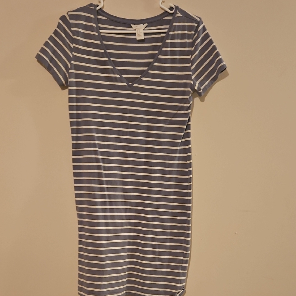 H&M Blue and White Striped Dress